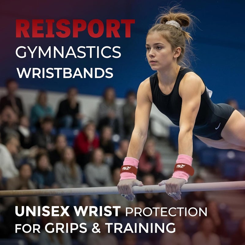 Reisport Gymnastics Wristbands - Unisex 5 Inch Sweat Wicking Wrist Protection for Grips & Training | One Size Fits Most - Available in Pink or White | Swiss Made Quality for Gymnasts - Image 2